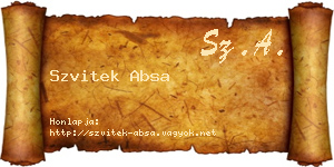 Szvitek Absa névjegykártya
